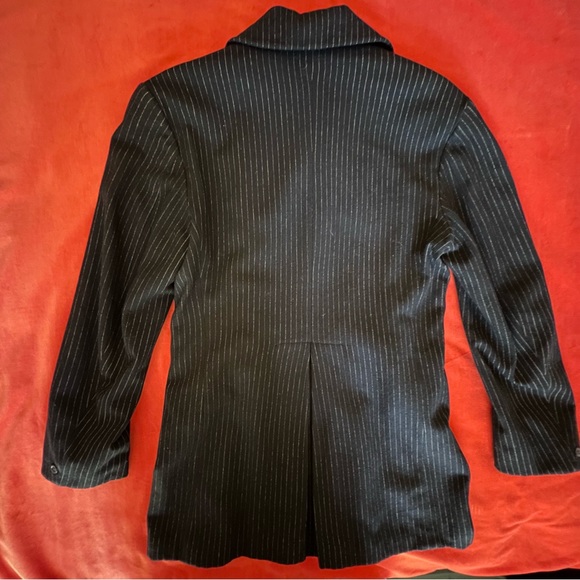 Vintage Blazer 60s Unisex wool pinstripe double breasted Mod Suitcoat Wool sz 10 - Picture 3 of 17